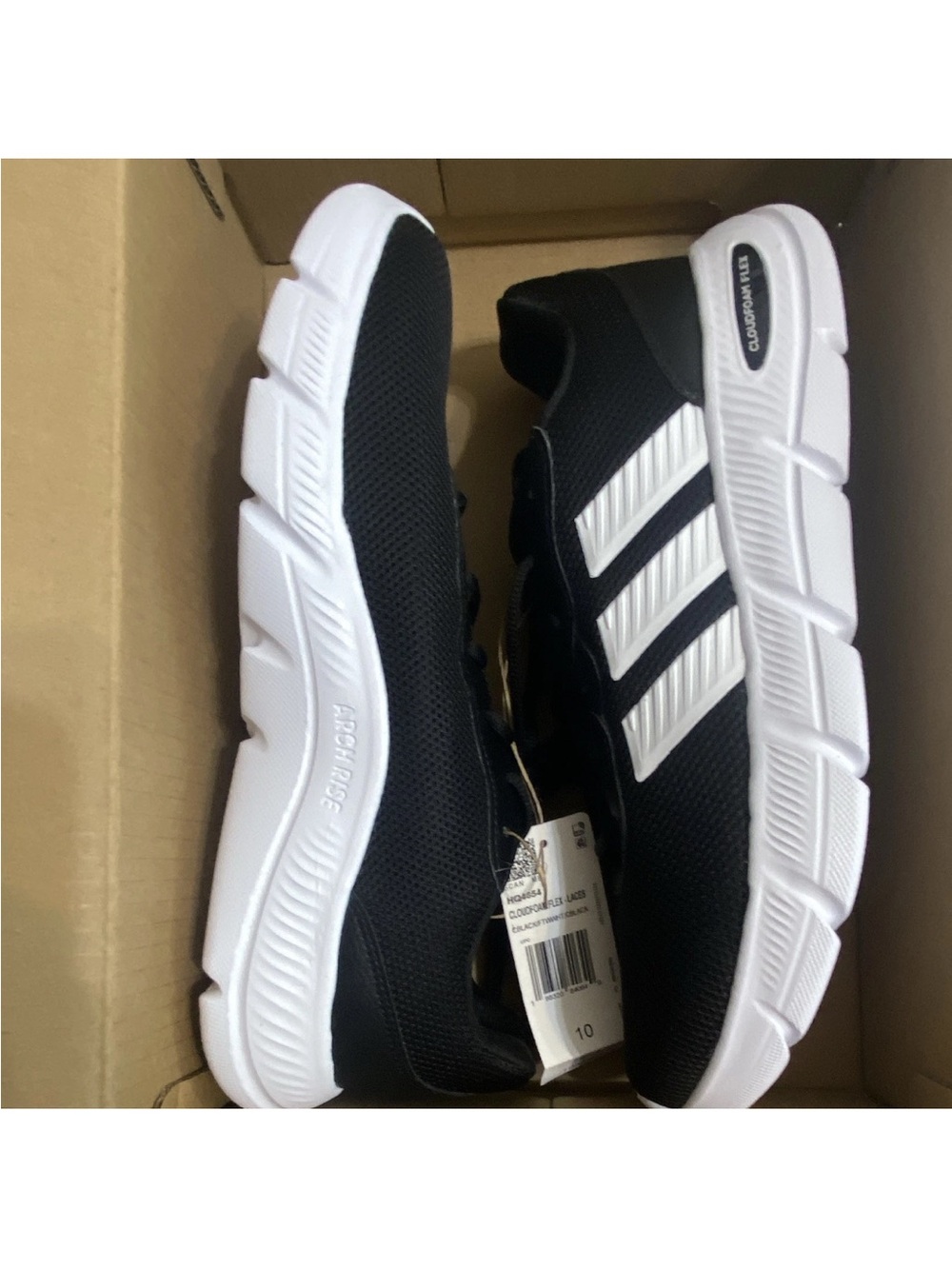 adidas Cloudfoam Flex Women Black/White Lace-Up Low Top Athletic Sneakers size